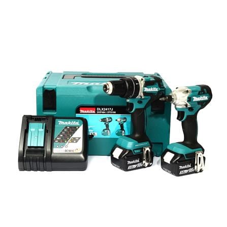 ชุดสว่านและไขควงกระแทกไร้สาย COMBO KIT (พร้อมแบตเตอรี่) MAKITA DLX2417J 18 โวลต์_0