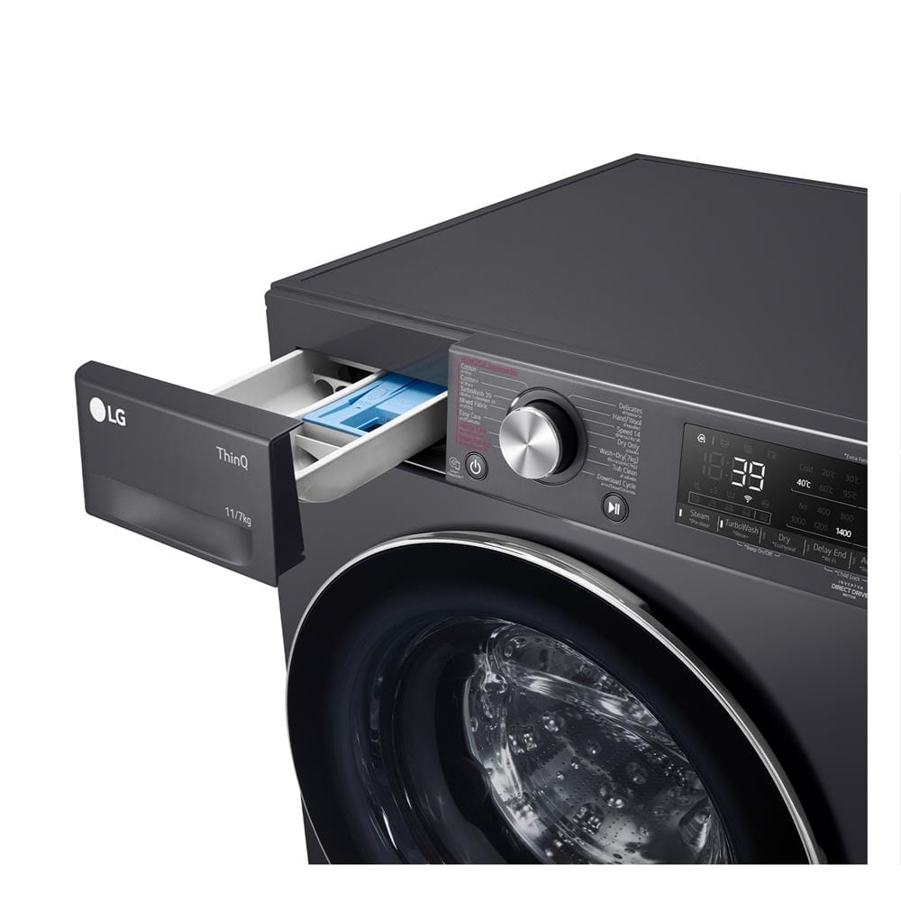 เครื่องซักอบผ้าฝาหน้า LG FV1411H3M 11/7 กก. 1400RPM อินเวอร์เตอร์ สีดำ