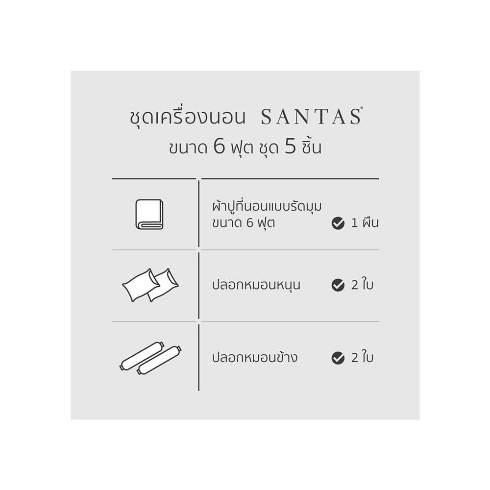 ชุดผ้าปูที่นอน 6 ฟุต 5 ชิ้น SANTAS GROVE GR