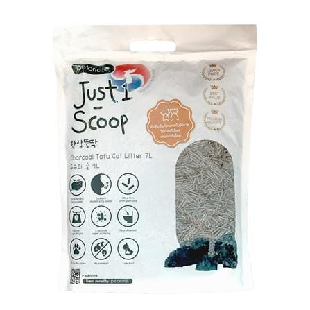 ทรายแมวเต้าหู้ PETORIA JUST 1 SCOOP กลิ่นชาร์โคล 7 ลิตร_0