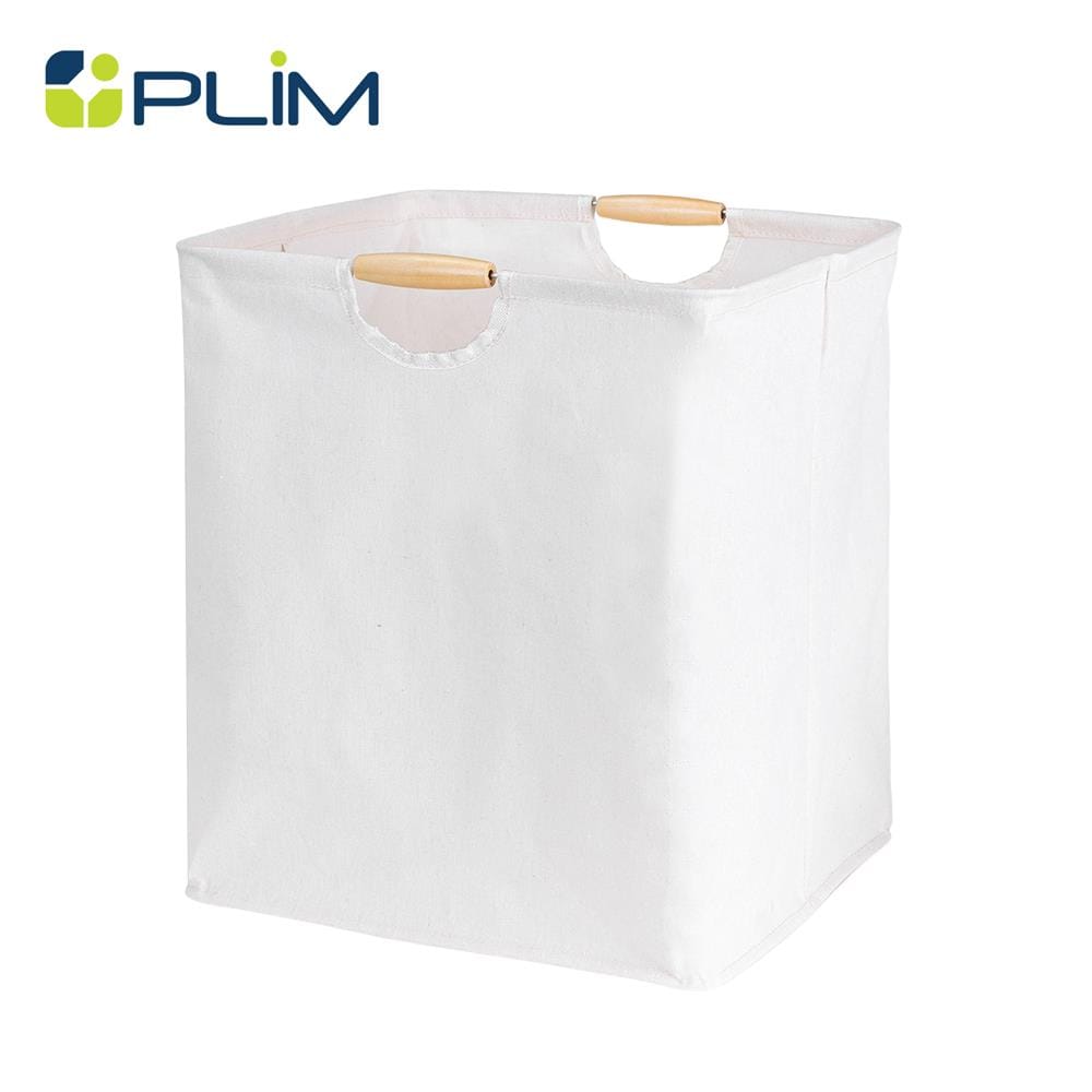 ถังผ้าเหลี่ยมสูง หูไม้ PLIM SIMPLE SIZE L สีครีม_1