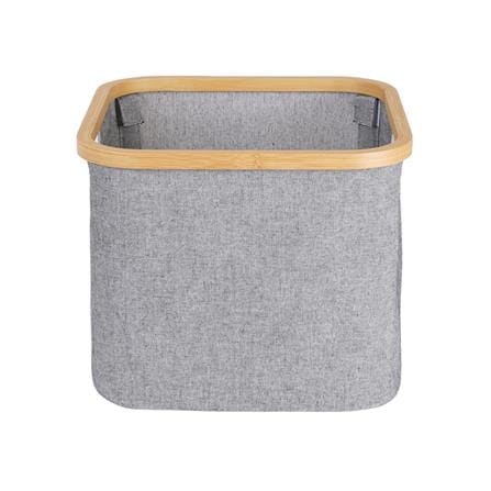 ตะกร้าผ้าเหลี่ยมขอบไม้ PLIM 33x33x27 ซม. สีเทา_2