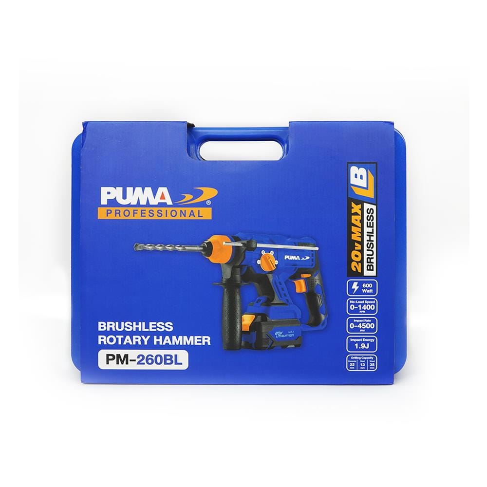 สว่านโรตารี่ไร้สาย (พร้อมแบตเตอรี่ 2 ก้อน) PUMA PM-260BL 22 มม. 20 โวลต์