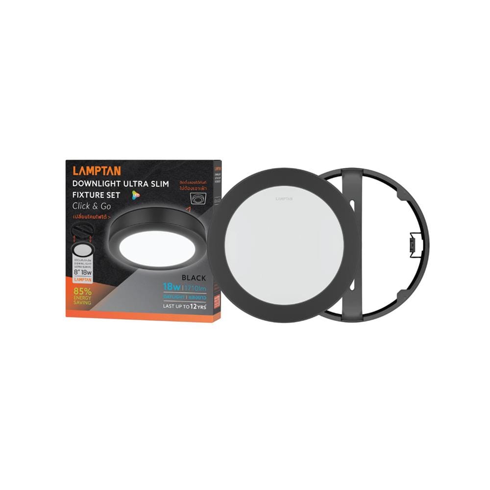 ดาวน์ไลท์ LED LAMPTAN CLICK&GO 9 นิ้ว 18 วัตต์ DAYLIGHT สีดำ