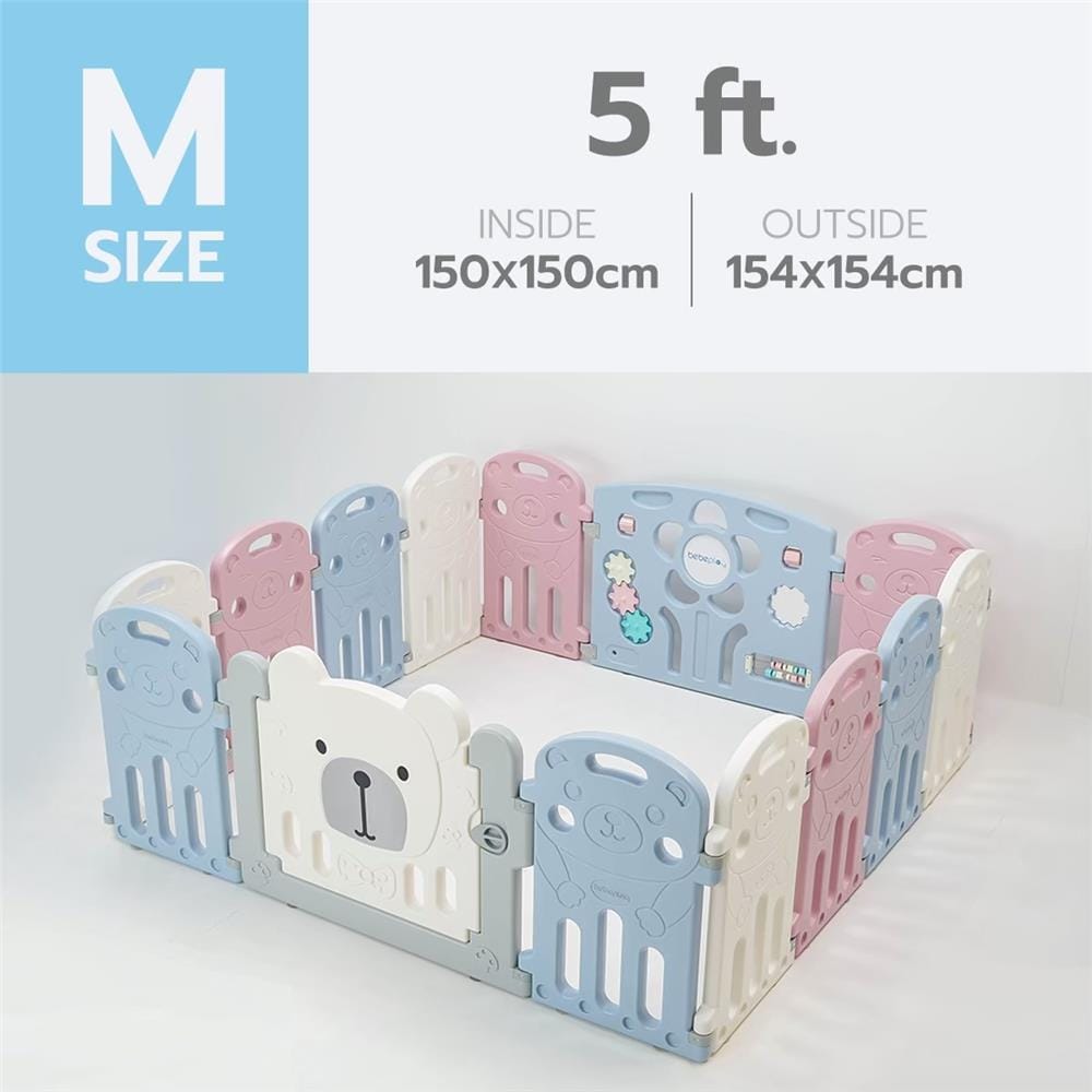คอกกั้นเด็ก BEBEPLAY Size M สี ฟ้า-ชม-ขา_4