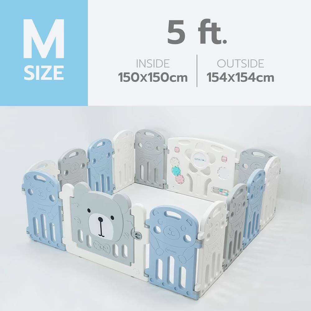 คอกกั้นเด็ก BEBEPLAY Size M สีฟ้า-เทา-ขา_4