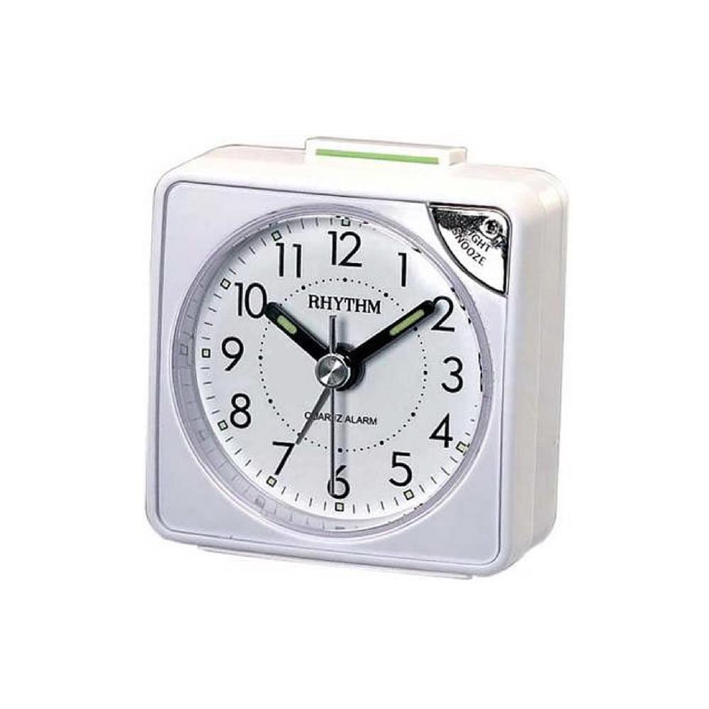 นาฬิกาตั้งโต๊ะพลาสติก RHYTHM CRE211NR03 2X2 นิ้ว สีขาว