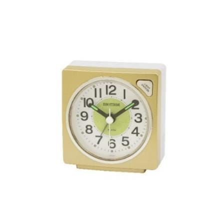 นาฬิกาตั้งโต๊ะพลาสติก RHYTHM CRE315NR18 2.5X2.5 นิ้ว สีเหลือง