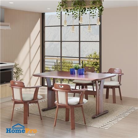 ชุดโต๊ะอาหาร 4 ที่นั่ง FURDINI GREAT สี LIGHT WALNUT_3