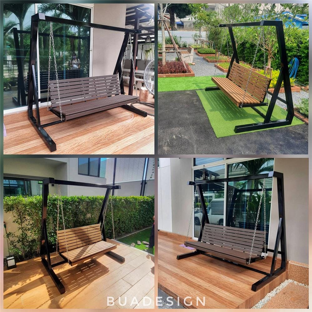 ชิงช้า 3 ที่นั่ง BUA DESIGN WINTER ECO WOOD สีไม้ธรรมชาติ/ดำ