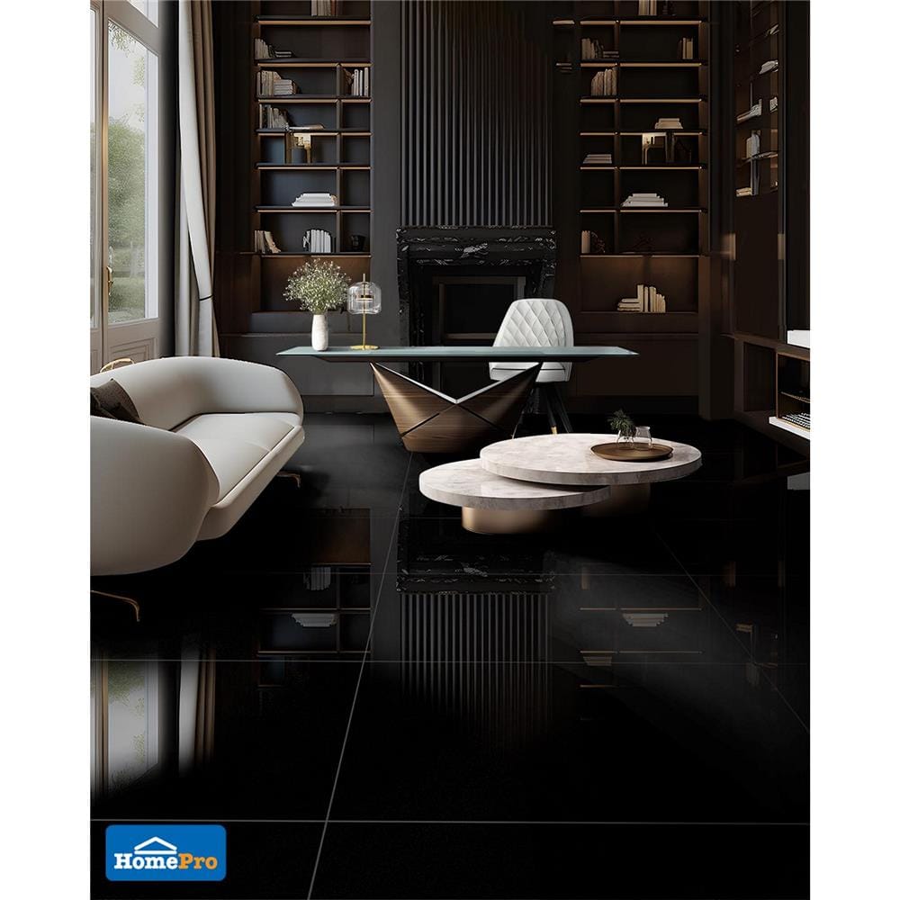 กระเบื้องพื้นพอร์ซเลน 60x120 ซม. TARA ซุปเปอร์ แบล็ค ดำ A 1.44 ตร.ม.