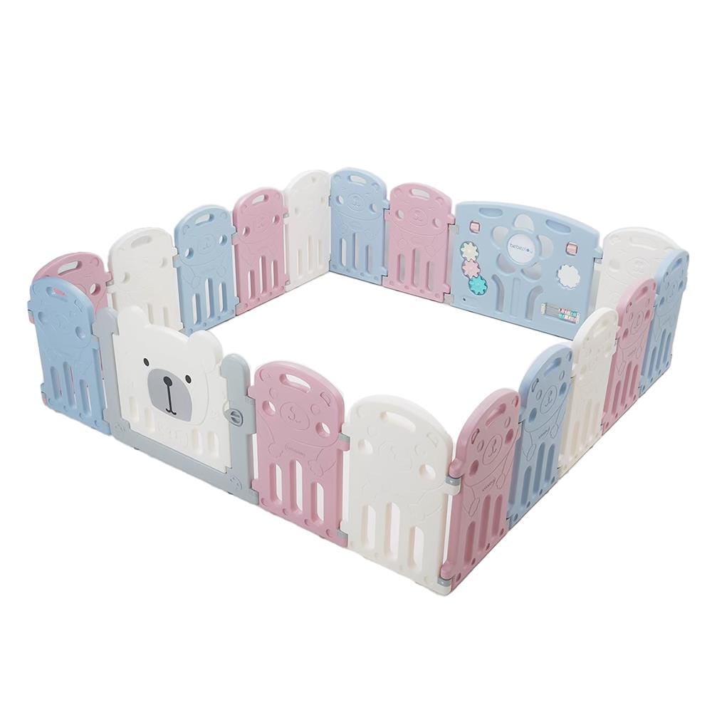 คอกกั้นเด็ก BEBEPLAY Size L สีฟ้า-ชม-ขาว_0