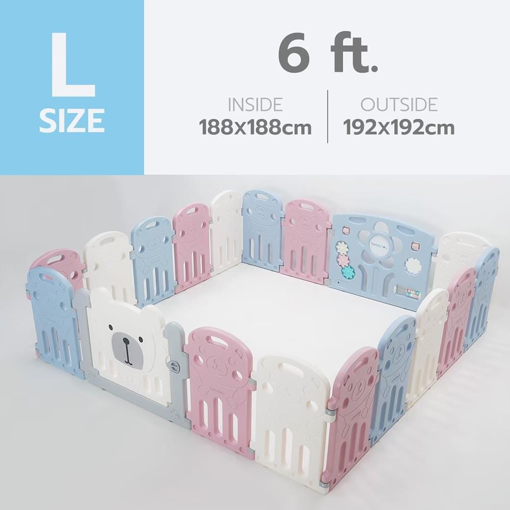 คอกกั้นเด็ก BEBEPLAY Size L สีฟ้า-ชม-ขาว_7