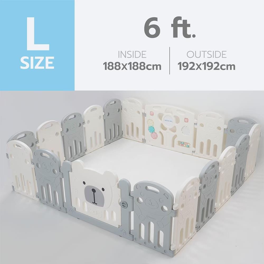 คอกกั้นเด็ก BEBEPLAY Size L สีเทา-ขาว_7