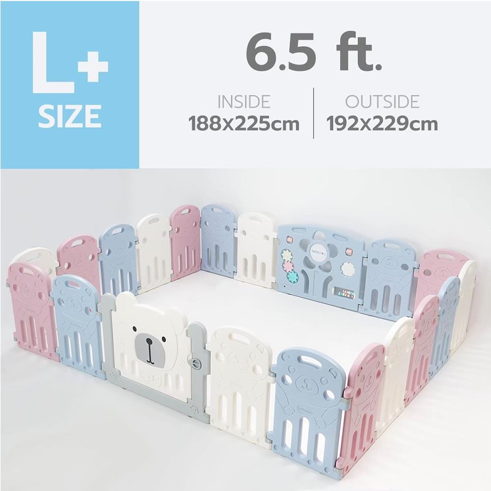 คอกกั้นเด็ก BEBEPLAY Size L+ สีฟ้า-ชม-ขา_7