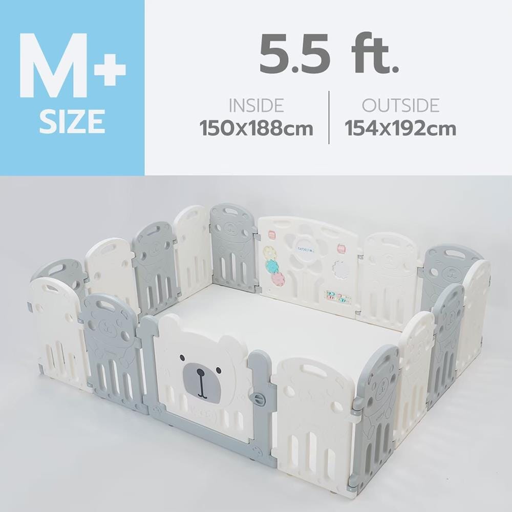 คอกกั้นเด็ก BEBEPLAY SIZE M+ สีเทา-ขาว_7