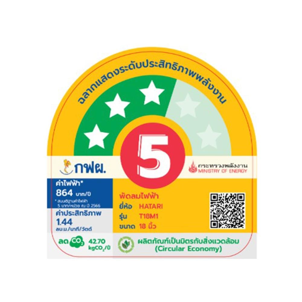 พัดลมตั้งโต๊ะ 18 นิ้ว HATARI T18M1 สีเขียว