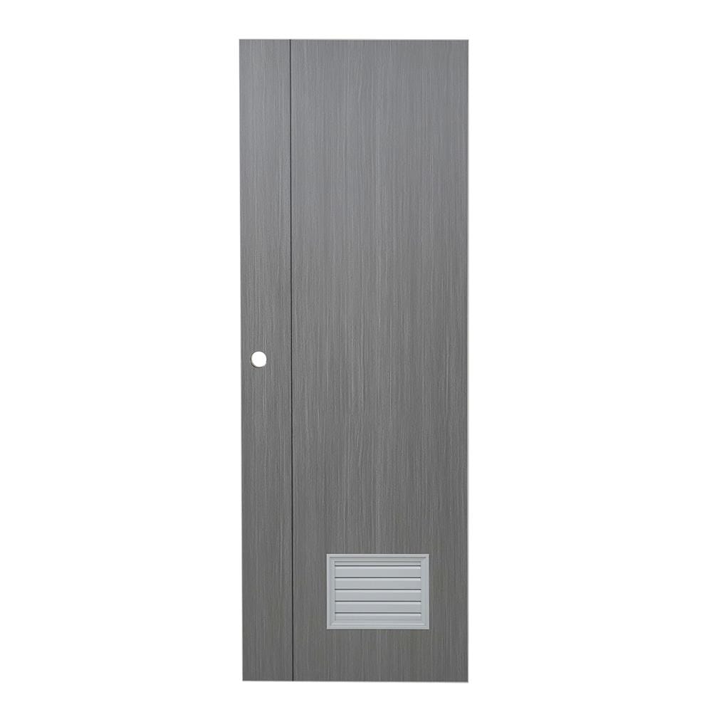 ประตูห้องน้ำ UPVC AZLE GROOVE P3 เกล็ดล่าง 70X200 ซม. สี GREY OAK เจาะลูกบิด