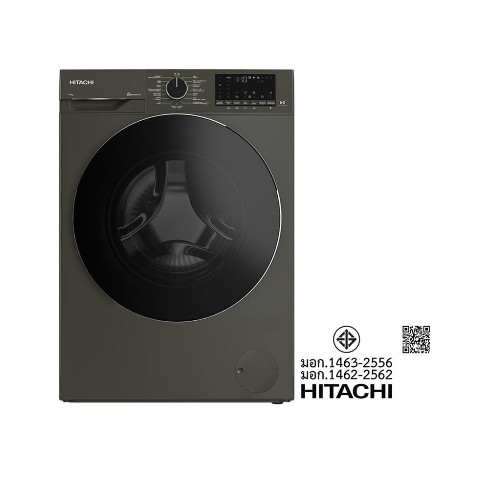 เครื่องซักผ้าฝาหน้า HITACHI BD100YFVEM 10 กก. 1400RPM อินเวอร์เตอร์ สีดำ