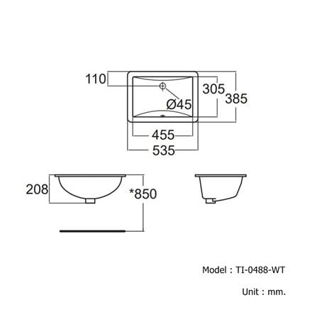 อ่างล้างหน้าฝังใต้เคาน์เตอร์ AMERICAN STANDARD TI-0488-WT สีขาว_1
