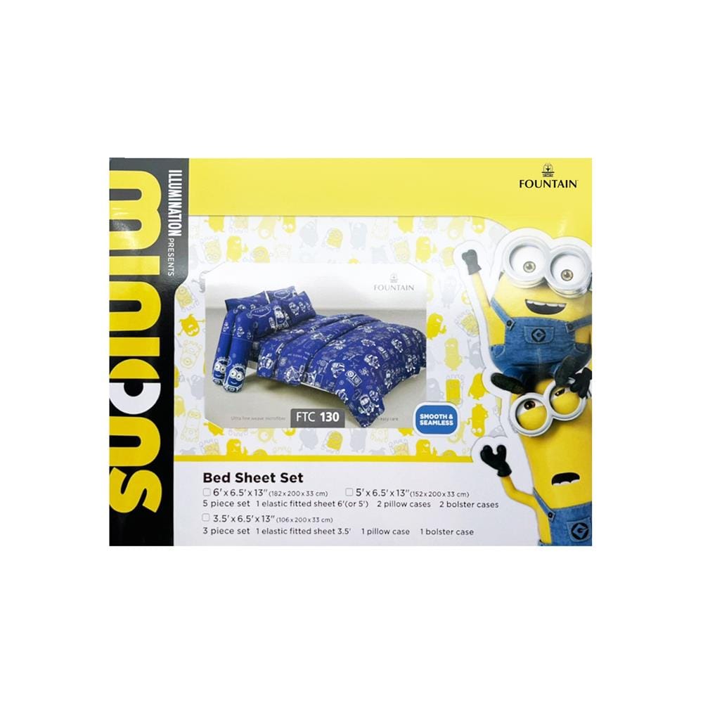 ชุดผ้าปูที่นอน 6 ฟุต 5 ชิ้น FOUNTAIN MINION 70106-FTC130