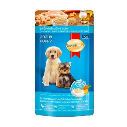 อาหารเปียกสุนัข SMARTHEART PUPPY CHICKEN FLAVOUR VEGETABLES AND GOAT MILK 130 ก._0