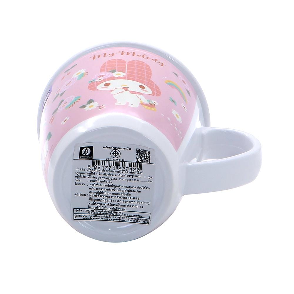 ถ้วยหูเมลามีนพร้อมฝา 450 มล. SUPERWARE MY MELODY FLOWER