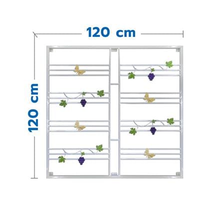 เหล็กดัดหน้าต่าง MHOLARN องุ่นผีเสื้อ 120x120 ซม. สีขาว_0