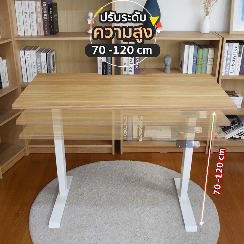 โต๊ะปรับระดับไฟฟ้า DESKSPACE DESK4 120 ซม. สีโอ๊ค/ขาว
