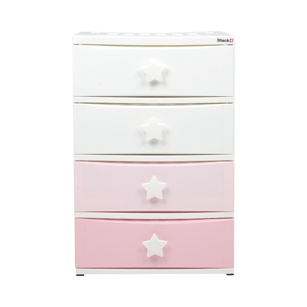 ตู้ลิ้นชัก 4 ชั้น STACKO C5 STAR 56x45x84 ซม. สีชมพู/ขาว