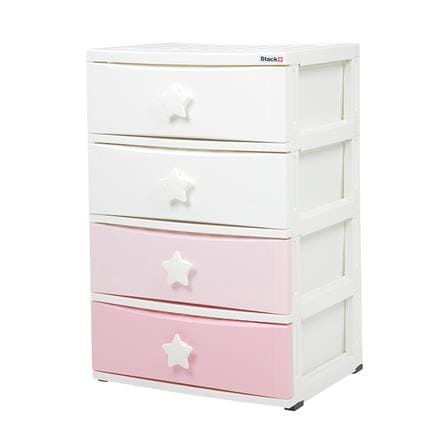 ตู้ลิ้นชัก 4 ชั้น STACKO C5 STAR 56x45x84 ซม. สีชมพู/ขาว_0