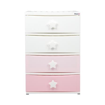ตู้ลิ้นชัก 4 ชั้น STACKO C5 STAR 56x45x84 ซม. สีชมพู/ขาว_1