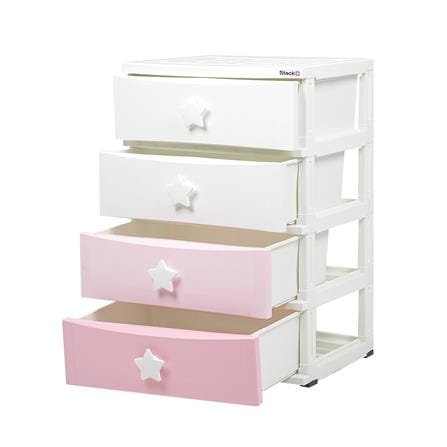 ตู้ลิ้นชัก 4 ชั้น STACKO C5 STAR 56x45x84 ซม. สีชมพู/ขาว_2