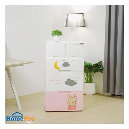 ตู้ลิ้นชัก 4 ชั้น STACKO A58 TINY 58x38x109 ซม. สีชมพู/ขาว_5