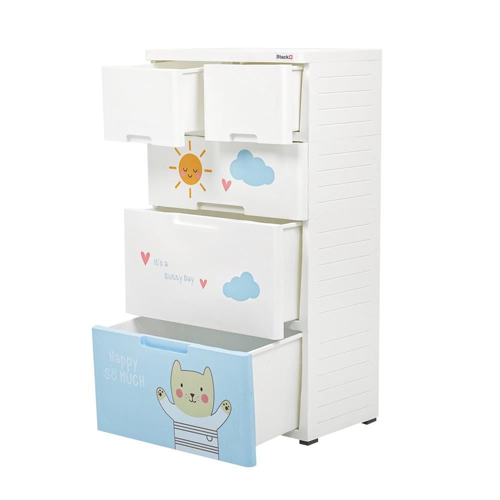 ตู้ลิ้นชัก 4 ชั้น STACKO A58 TINY 58x38x109 ซม. สีขาว/ฟ้า