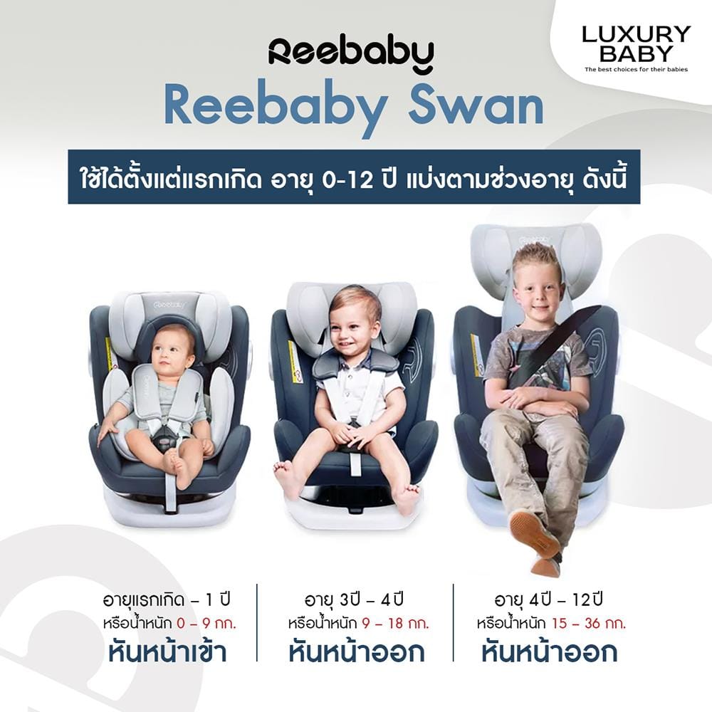 คาร์ซีท REEBABY รุ่น SWAN สีเทา_5