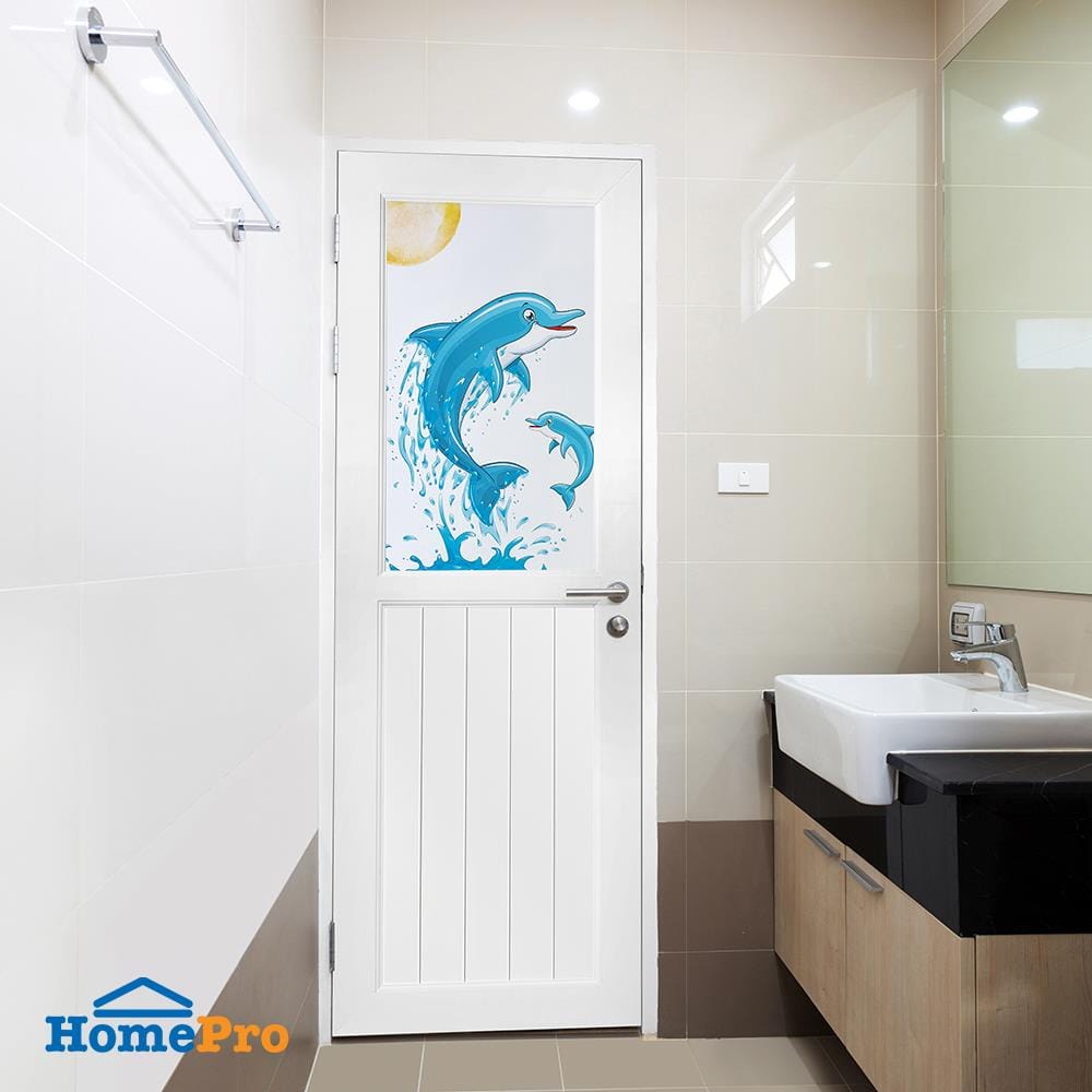 ประตูห้องน้ำ UPVC AZLE ปลาโลมา 70X200 ซม. สีขาว พร้อมวงกบ ไม่เจาะลูกบิด