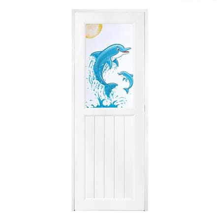 ประตูห้องน้ำ UPVC AZLE ปลาโลมา 70X200 ซม. สีขาว พร้อมวงกบ ไม่เจาะลูกบิด