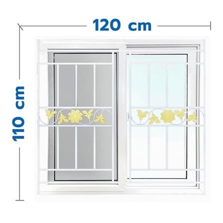 หน้าต่างบานเลื่อน UPVC S-S เหล็กดัด มุ้ง WINDOW ASIA ลายทานตะวัน (สี) 120X110 ซม. สีขาว_0