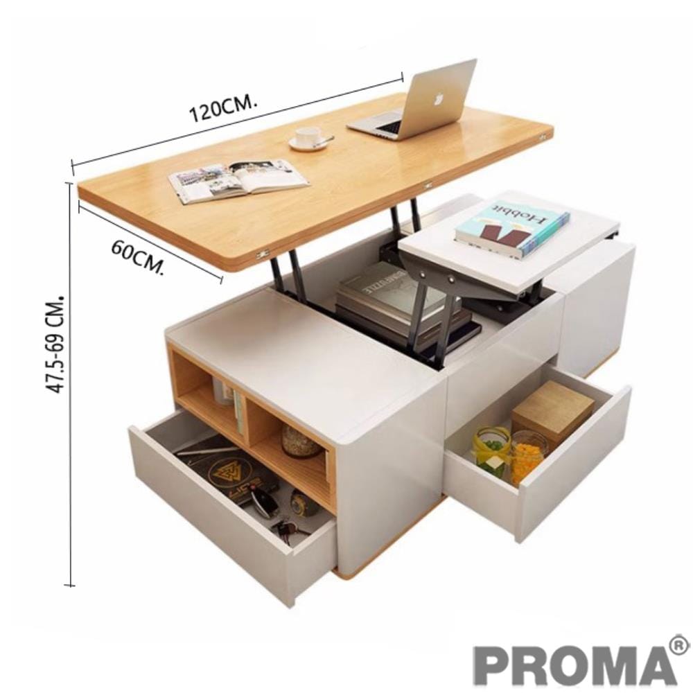 [PRE-ORDER] โต๊ะกลางมัลติฟังก์ชัน PROMA-CTB-01W สีขาว_4