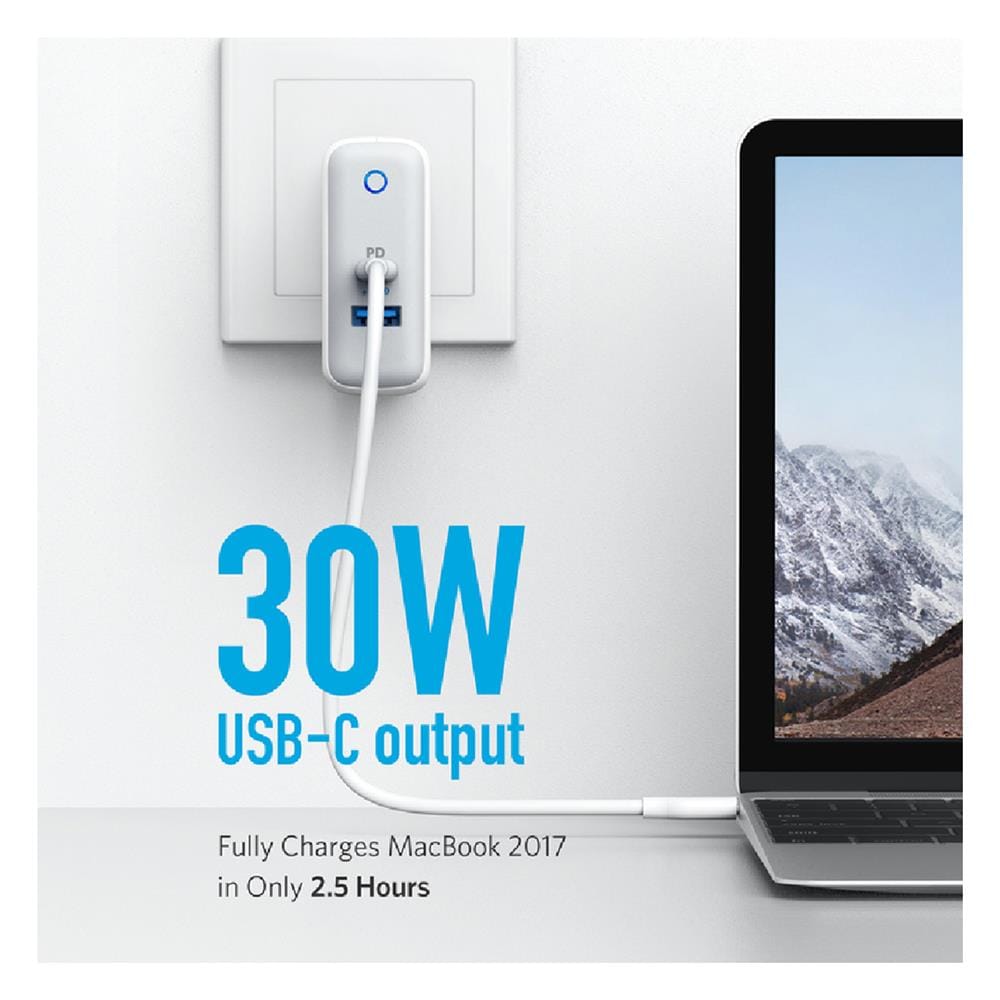 หัวชาร์จ 2 พอร์ต Anker - AK65 PowerPort II PD (30W USB-C + 19.5W USB-A) _2