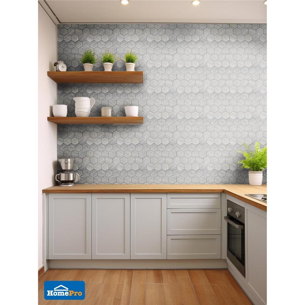 โมเสคพอร์ซเลน 30.4x26.4 ซม. TARA LUNE HExAGON สีเทา