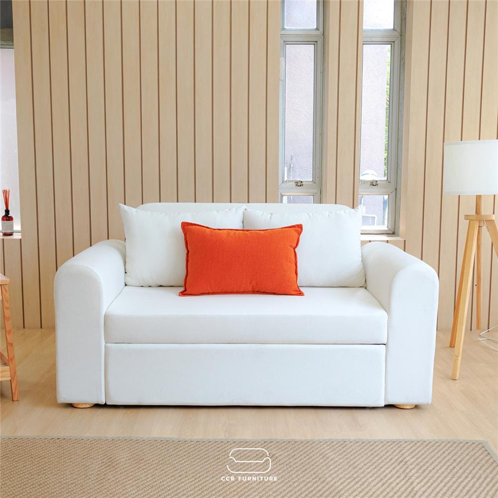 โซฟาเบด CCR FURNITURE รุ่น NARA (นารา) ขนาด 160 cm. ผ้าพรีเมียมสะท้อนน้ำ VC FABRIC สีขาว (FLO843-01)_4