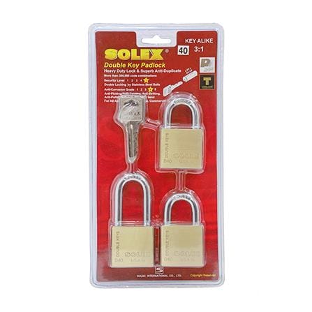 กุญแจคีย์อะไลก์ SOLEX D40 40 มม. สีทองเหลือง 3ตัว/ชุด_0