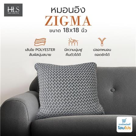 หมอนอิง HOME LIVING STYLE ZIGMA 18X18 นิ้ว สีเทา_4