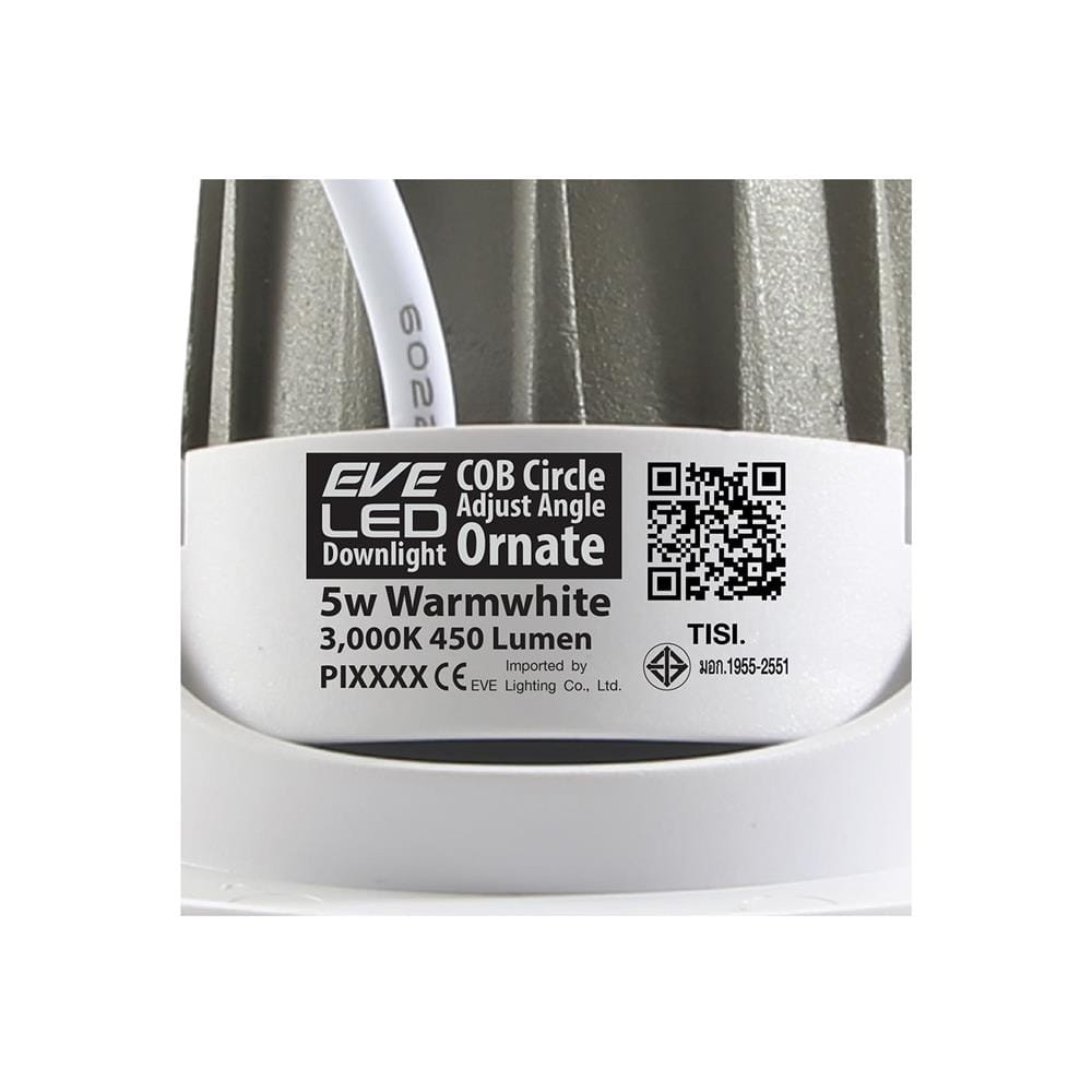 ดาวน์ไลท์ LED EVE 588219 3 นิ้ว 5 วัตต์ WARM WHITE สีขาว