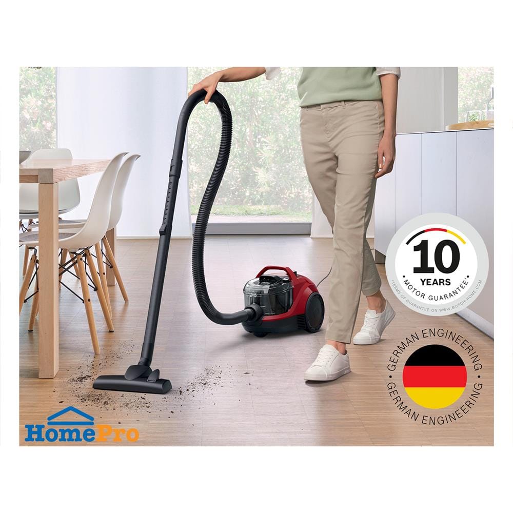 เครื่องดูดฝุ่นแบบกล่อง BOSCH BGS21WX200 สีดำ/แดง