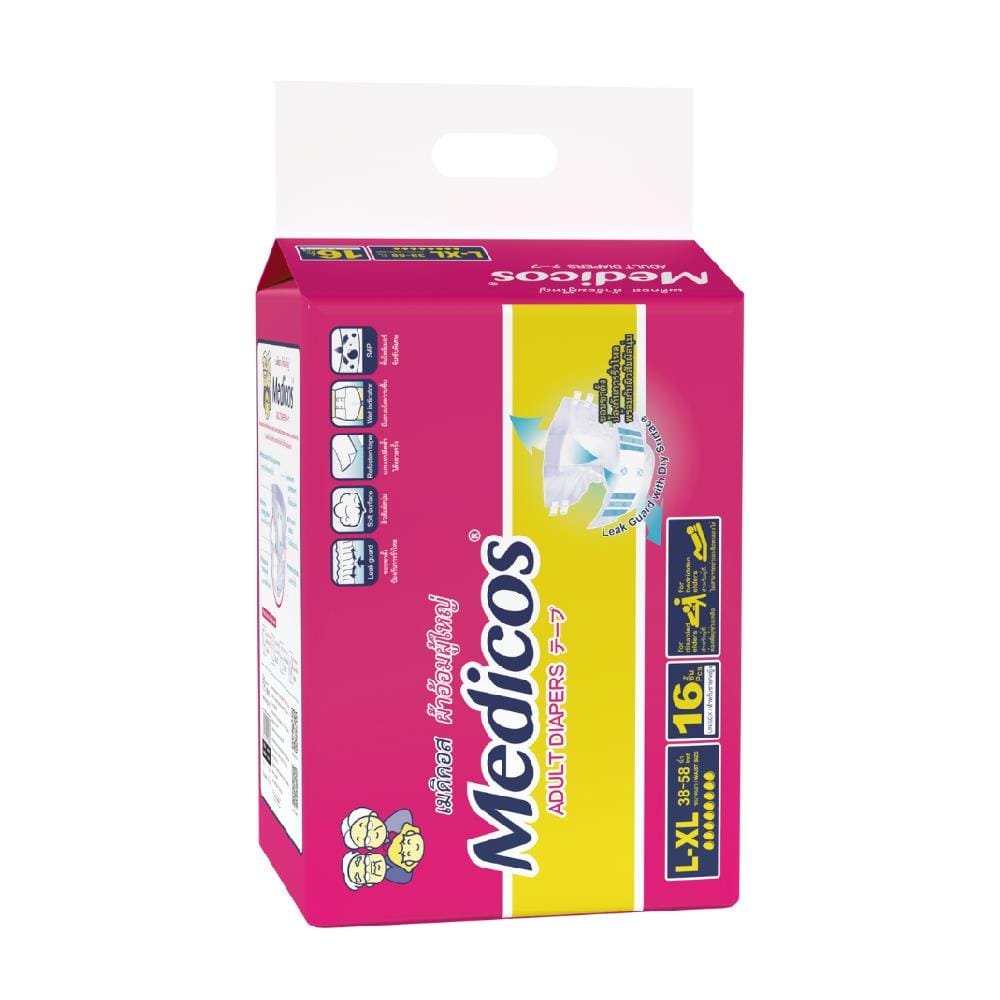 ผ้าอ้อมผู้ใหญ่เทป MEDICOS ไซซ์ L-XL 16ชิ้น X 1 แพ็ค_1