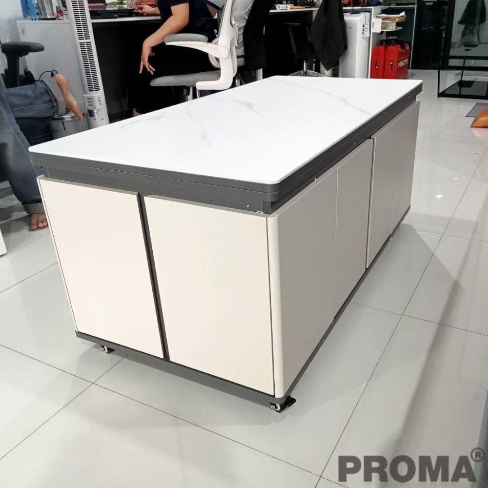 [PRE-ORDER] โต๊ะกลางมัลติฟังก์ชัน 3IN1 พร้อมสตูล 2 ตัว PROMA-CTB-37 ครีม_3