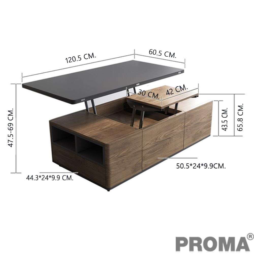 [PRE-ORDER] โต๊ะกลางมัลติฟังก์ชัน PROMA-CTB-01B  น้ำตาล/ดำ_5